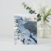 雪がゴダフスの滝を覆った ポストカード (スタンド正面)