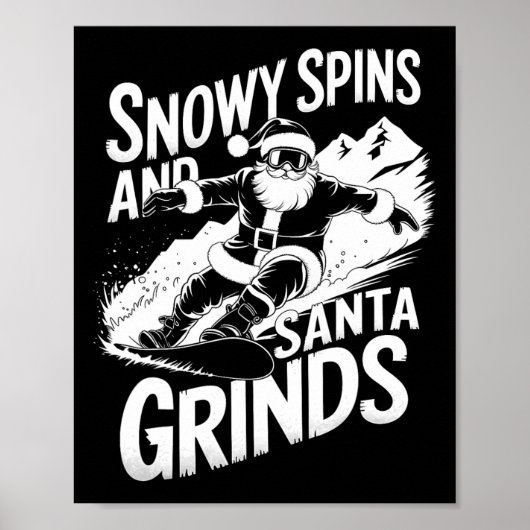 雪がスピンSanta GrindsスノーボーダーChristmas Sno ポスター (正面)