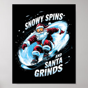 雪がスピンSanta GrindsスノーボーダーChristmas Sno ポスター