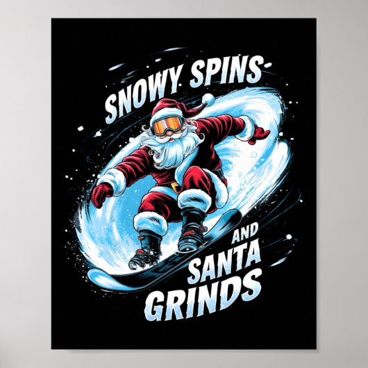 雪がスピンSanta GrindsスノーボーダーChristmas Sno ポスター (正面)