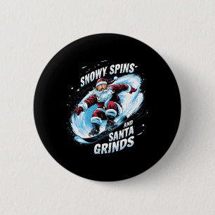雪がスピンSanta GrindsスノーボーダーChristmas Sno 缶バッジ
