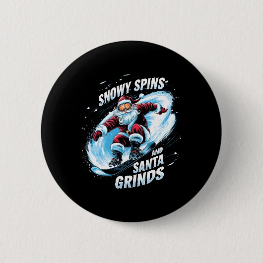 雪がスピンSanta GrindsスノーボーダーChristmas Sno 缶バッジ (正面)