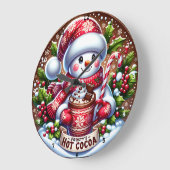 雪が可愛い» – 陽気な雪だるまクリスマス ラージ壁時計 (傾斜)