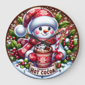 雪が可愛い» – 陽気な雪だるまクリスマス ラージ壁時計 (正面)