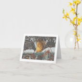 "雪が多い塀"の/DIG.MANIP.のかわいい毛皮で覆われたリス カード (黄色い花)