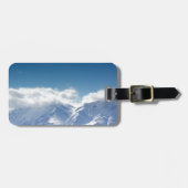 雪が多い山頂の写真が付いている荷物のラベル ラゲッジタグ (正面横)