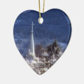 雪が多い教会尖塔 セラミックオーナメント (左)