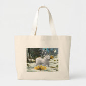 雪が多い日のトートバックのアメリカのエスキモー語 ラージトートバッグ (正面)