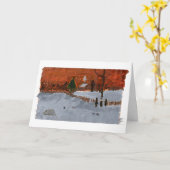 雪が多い景色のメッセージカード(挨拶)の居心地のよい家 カード (黄色い花)