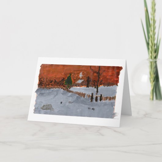 雪が多い景色のメッセージカード(挨拶)の居心地のよい家 カード (正面)