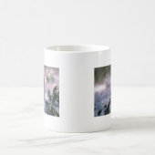 雪が多い木でとまるRuffedライチョウ コーヒーマグカップ (中央)
