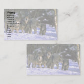 雪が多い森林の端の灰色のオオカミパック 名刺 (正面/裏面)