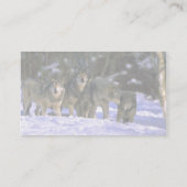 雪が多い森林の端の灰色のオオカミパック 名刺 (裏面)