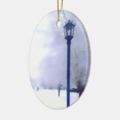 雪が多い通りのガスランプ セラミックオーナメント (左)