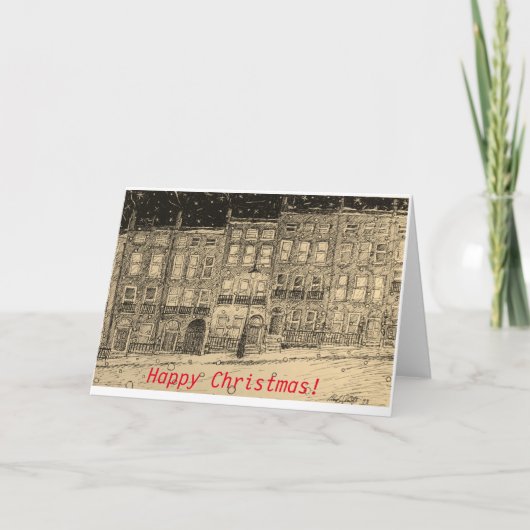 雪が多い通り場面のクリスマスカード シーズンカード (正面)
