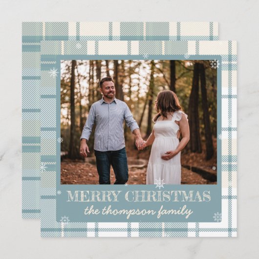 雪が家族のクリスマスカードを輝いている シーズンカード (正面/裏面)