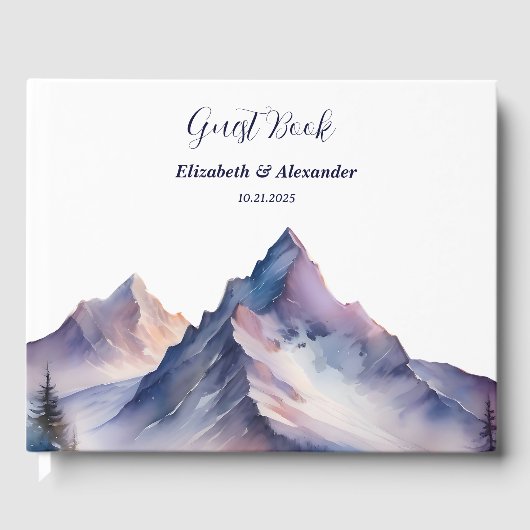 雪が山の風景を覆結婚った ゲストブック (正面)