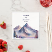 雪が山の風景を覆結婚った スタンダードカクテルナプキン (インサイチュ)