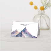 雪が山の風景を覆結婚った プレイスカード (裏面)