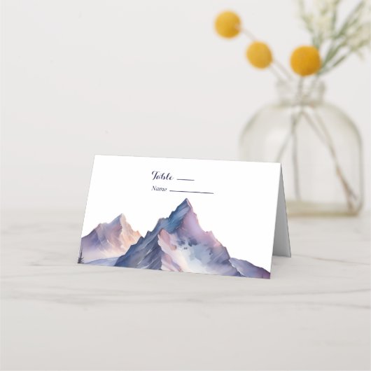 雪が山の風景を覆結婚った プレイスカード (正面)