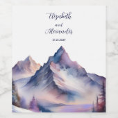 雪が山の風景を覆結婚った ワインラベル (シングルラベル)