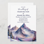 雪が山の風景を覆結婚った 招待状 (正面/裏面)