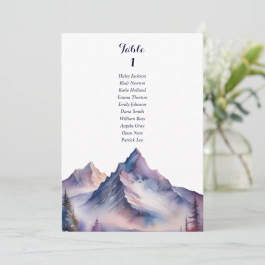 雪が山結婚の座席表カード 招待状 (スタンド正面)
