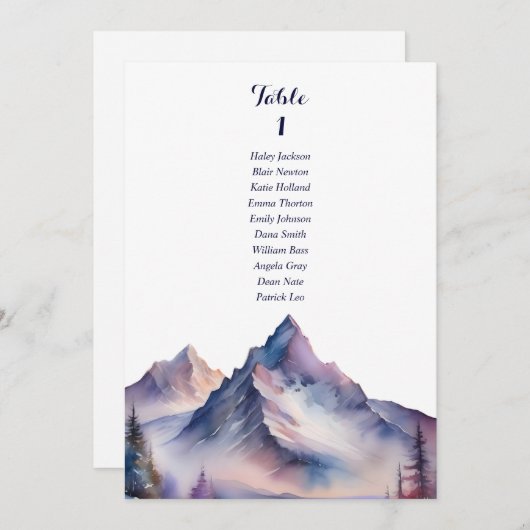 雪が山結婚の座席表カード 招待状 (正面/裏面)