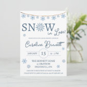 雪が恋に!ブルースノーフレークブライダルシャワー 招待状 (スタンド正面)