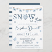 雪が恋に!ブルースノーフレークブライダルシャワー 招待状 (正面/裏面)