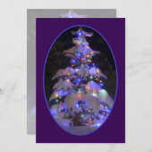 雪が明るく照らされたクリスマスツリー 招待状 (正面/裏面)