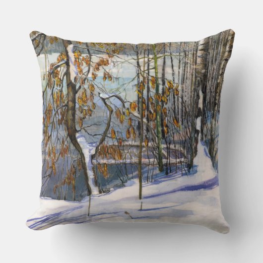 雪が水の色に落絵画ちた クッション (正面)