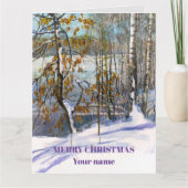 雪が水の色に落絵画ちた サンキューカード (正面)