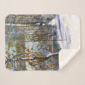 雪が水の色に落絵画ちた シェルパブランケット (正面(横))