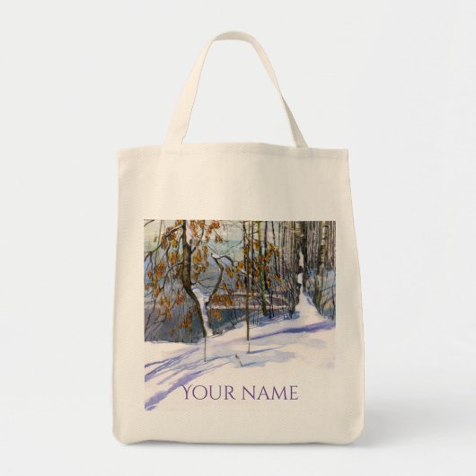 雪が水の色に落絵画ちた トートバッグ (正面)