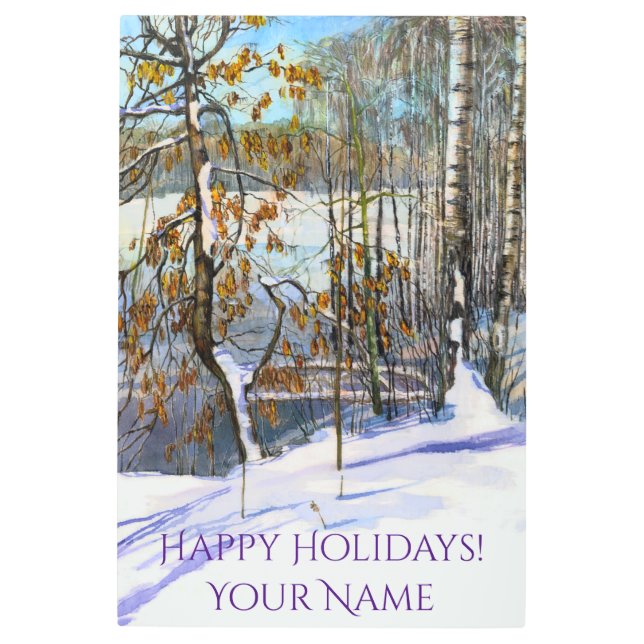 雪が水の色に落絵画ちた メタルプリント (正面)