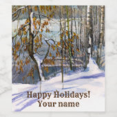 雪が水の色に落絵画ちた ワインラベル (シングルラベル)