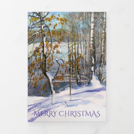 雪が水の色に落絵画ちた 三つ折りクリスマスカード (カバー)