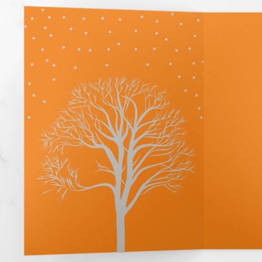 雪が水の色に落絵画ちた 三つ折りクリスマスカード (内部最初)