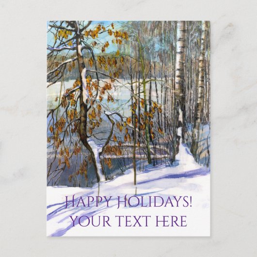 雪が水色に落ちた シーズンポストカード (正面)