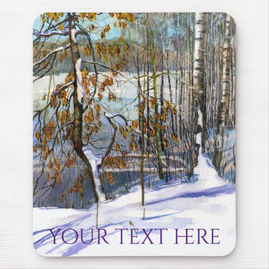 雪が水色に落ちた マウスパッド (正面)