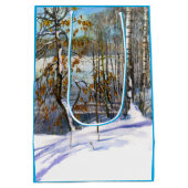 雪が水色に落ちた ミディアムペーパーバッグ (裏面)