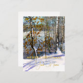 雪が水色に落ちた 箔シーズンポストカード (正面/裏面)