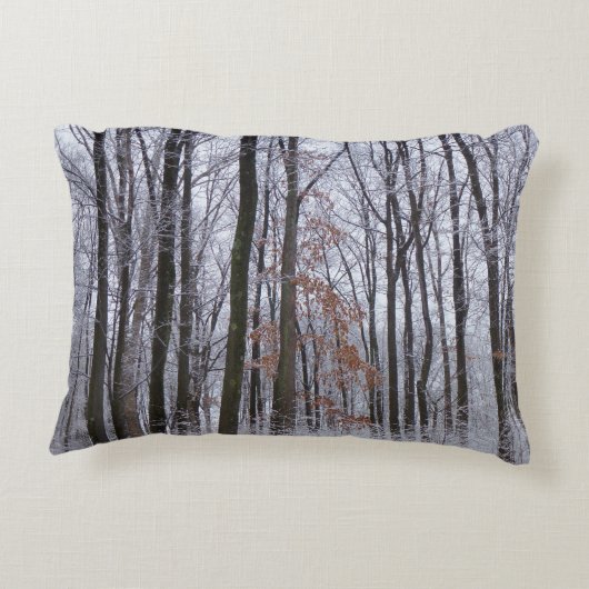 雪が積もった森の冬の風景写真 アクセントクッション (裏面)