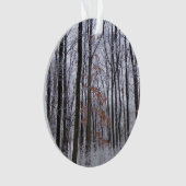 雪が積もった森の冬の風景写真 オーナメント (正面)