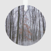 雪が積もった森の冬の風景写真 オーナメント (裏面)