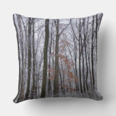 雪が積もった森の冬の風景写真 クッション (裏面)