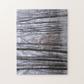 雪が積もった森の冬の風景写真 ジグソーパズル (縦)