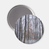 雪が積もった森の冬の風景写真 マグネット (正面/裏面)