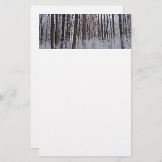 雪が積もった森の冬の風景写真 便箋 (正面/裏面)